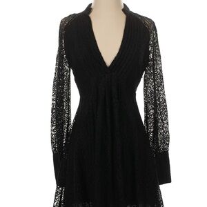 Free People Black Long Sleeve Lace Dress